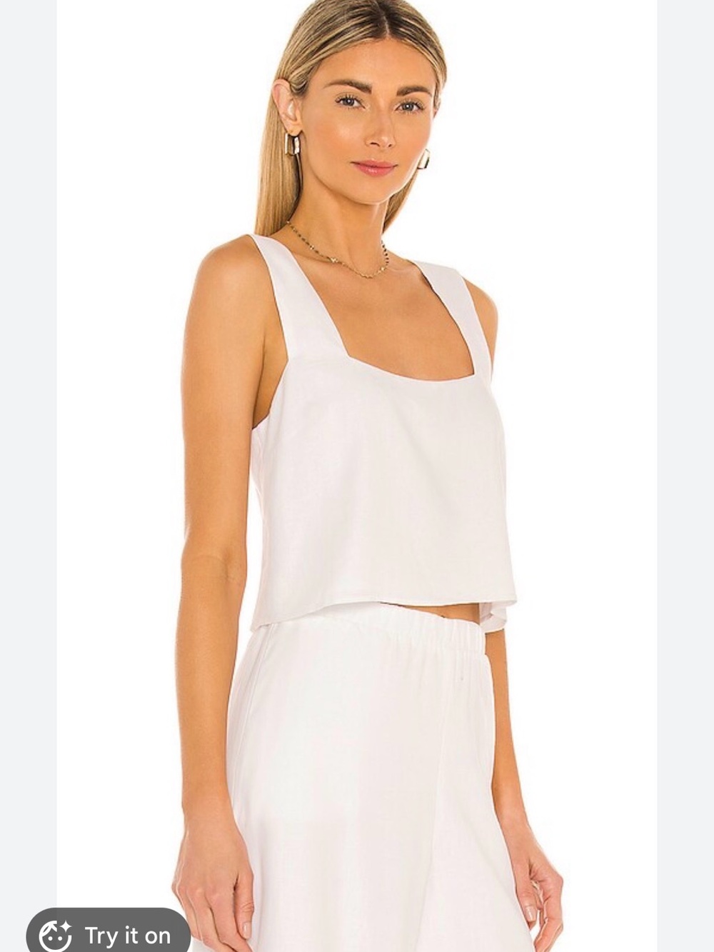 Show me your Mumu White Linen Square-Neck Crop Tank XS